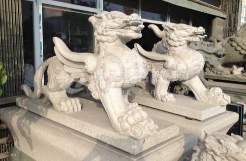 廠房門口放什么招財 石雕麒麟